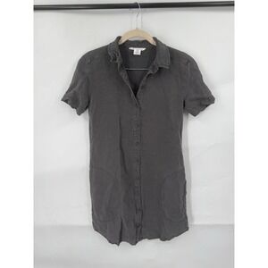 Lucky Brand Gray Linen‎ Blend Mini Shirt Dress, Women Sz XSmall Western Indie
